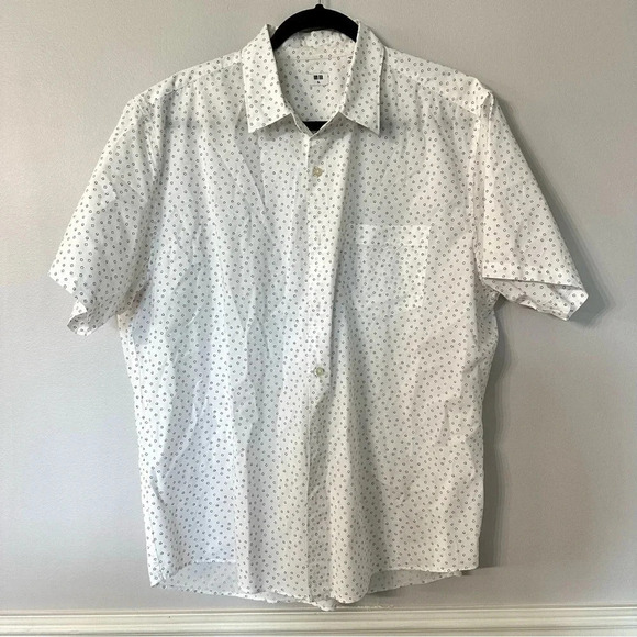 UniQlo Men's Extra Fine Cotton Short Sleeve White Button Up Shirt Size XL GUC - Picture 2 of 8